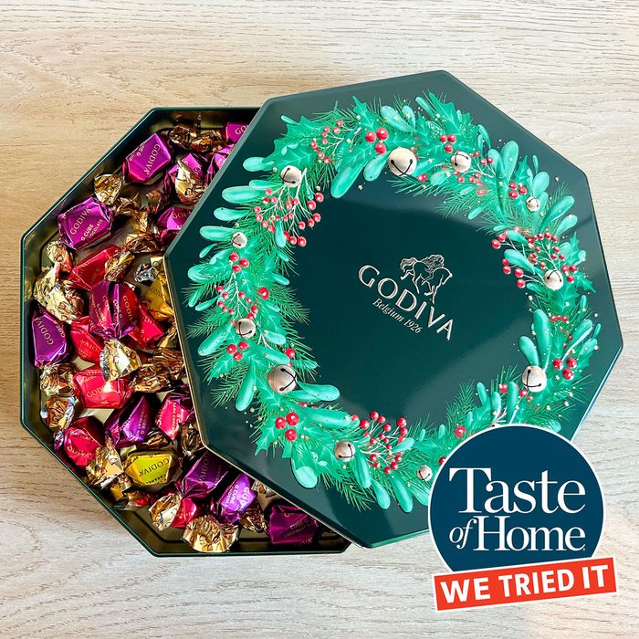 TOH We Tried It Godiva Wreath Truffle Tin