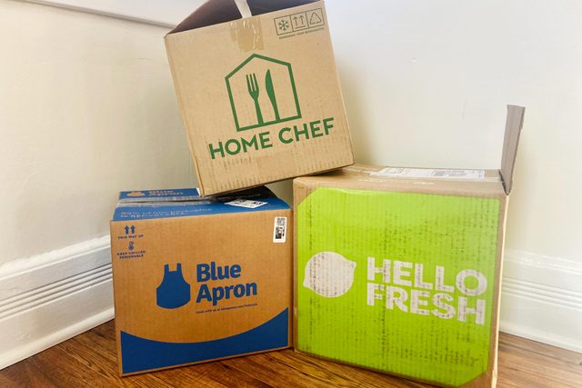 Home Chef, blue apron, and hello fresh boxes
