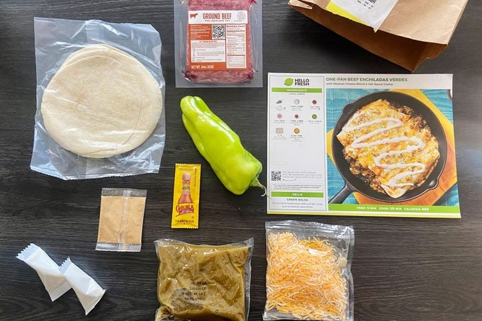 Ingredients for One-Pan Beef Enchiladas Verdes