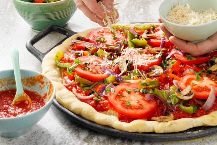 Vegan Pizza served with grilled cheese