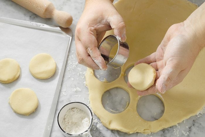 Circular Cookie dough cutter on dough