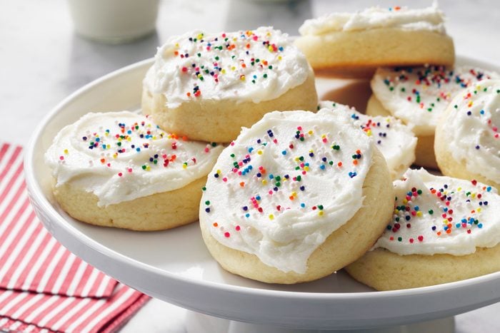 Frosted Sugar Cookies on serving tray