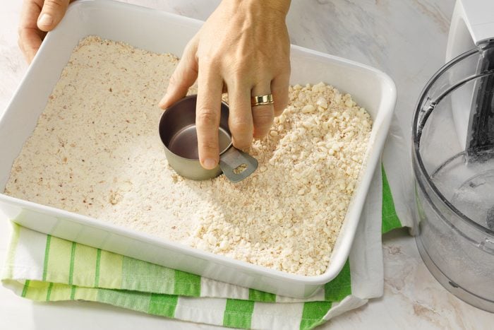 Press the crust in baking dish