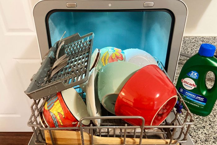 Dishes in Farberware Countertop Dishwasher 