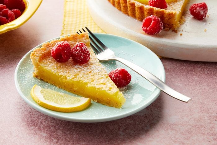 Lemon Tart slice on a plate