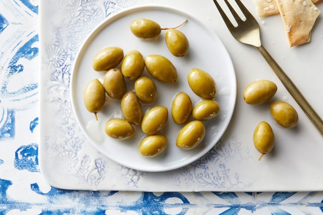Picholine olives on a dish