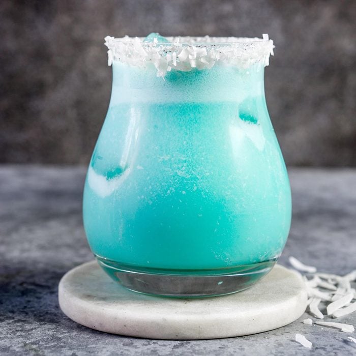 Jack Frost Cocktail with coconut rim