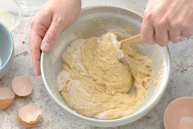 mixing bread dough