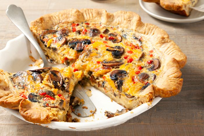 Quiche With Mushrooms served in a plate