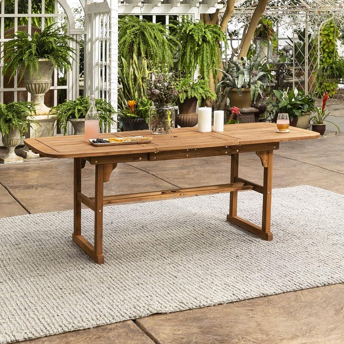 Walker Edison Boardwalk Acacia Wood Extendable Outdoor Dining Table
