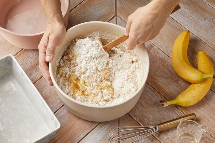 Whisk together the flour, baking soda, baking powder and salt in the bowl