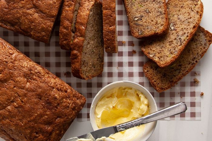 Banana Zucchini Bread served with butter on the side