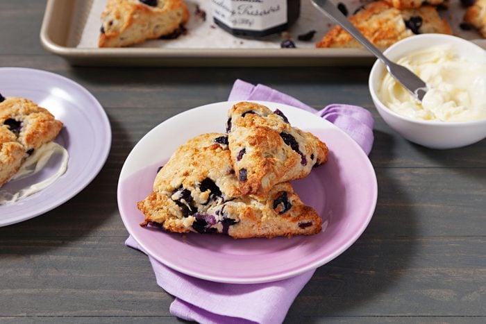 Blueberry Scones Served In A Small Plate on Wooden Surface