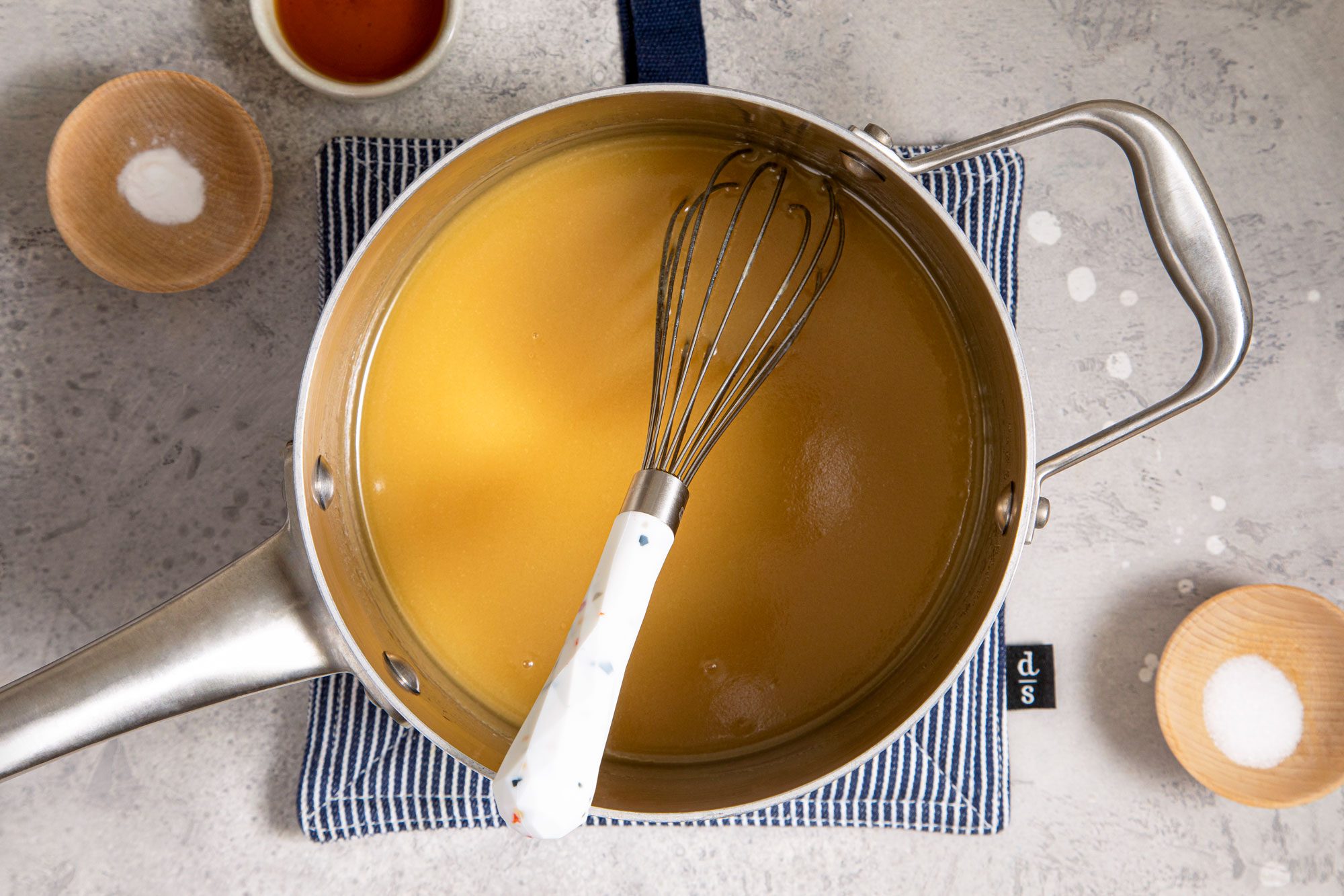 vanilla sauce in a saucepan on induction cooktop