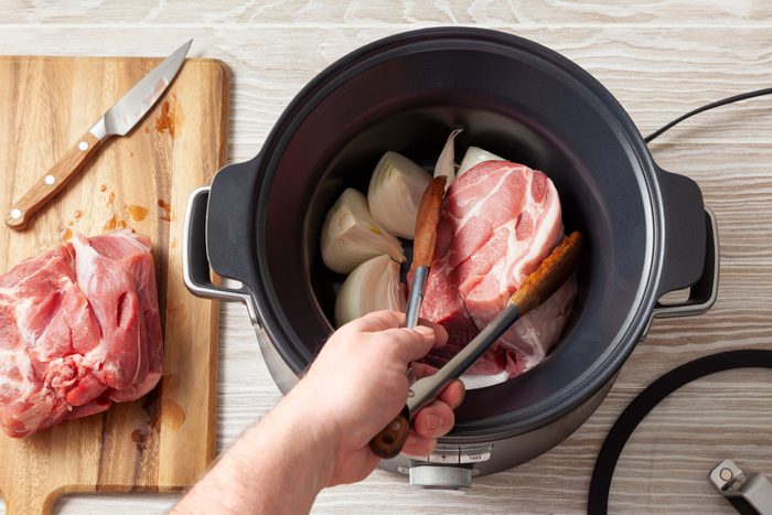 Onion and Pork in a slow cooker