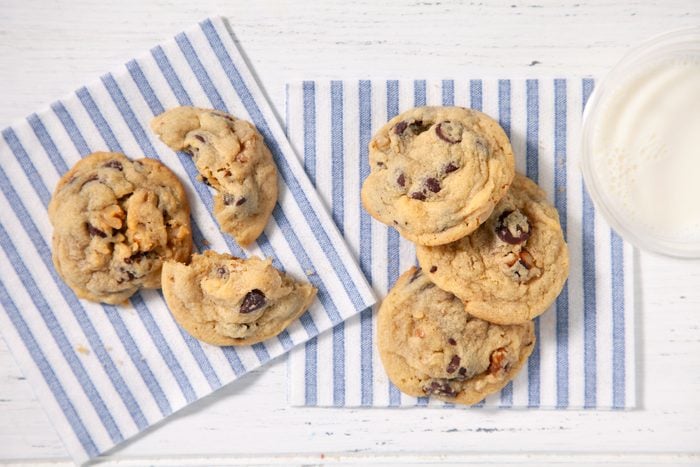 Chewy Chocolate Chip Cookies served on napkins