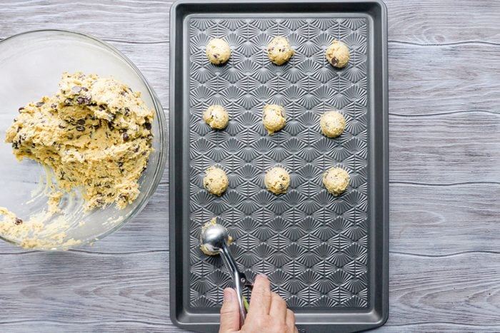 Drop the cookie dough two inches apart in baking tray