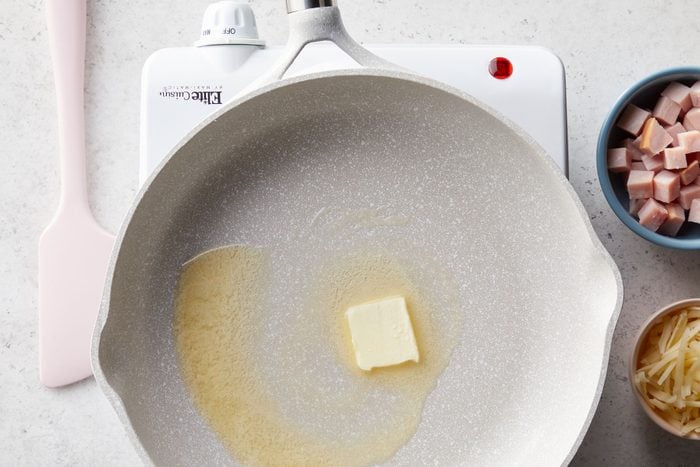 Butter melting in the pan 
