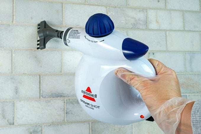 Cleaning the Grout with Steam Clean Grout