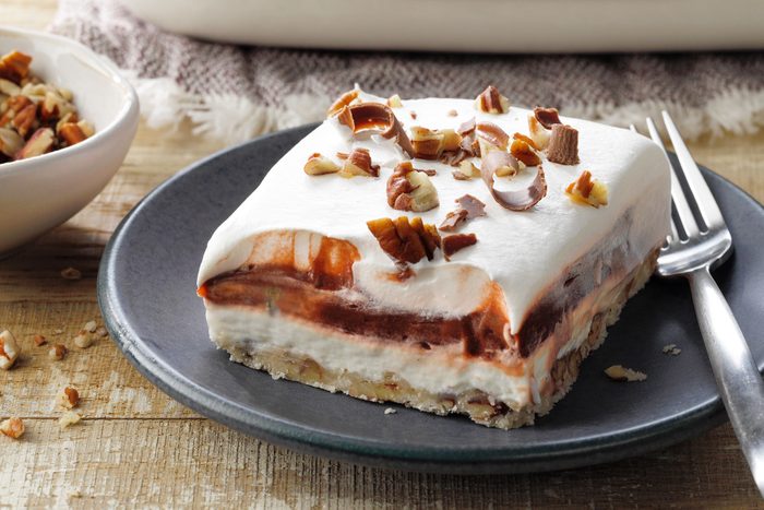 Mississippi Mud Pie served on plate with fork