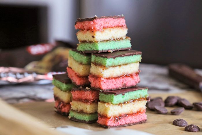 A Stack of Passover Rainbow Cookies