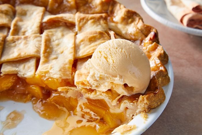 Peach Pie served with Ice Cream on top