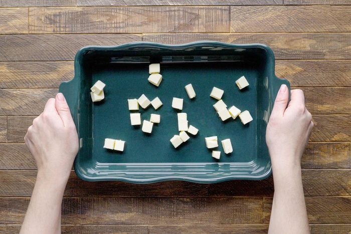 Cubes of Butter in Blue baking Tray