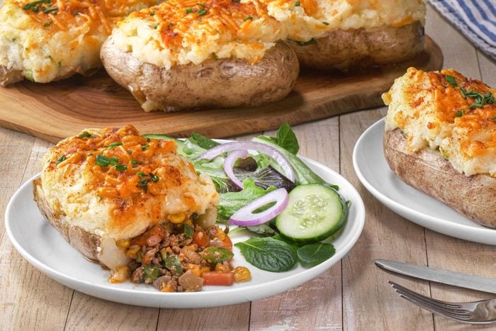 Shepherds Pie Twice Baked Potatoes served in a plate