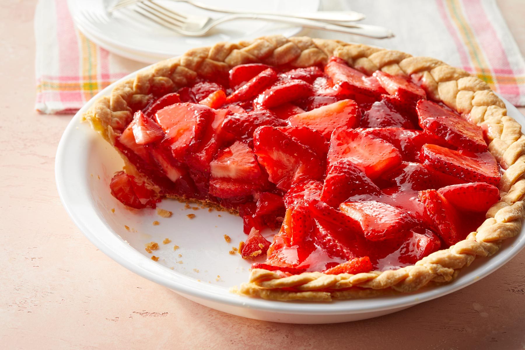 Strawberry Pie topped with strawberries