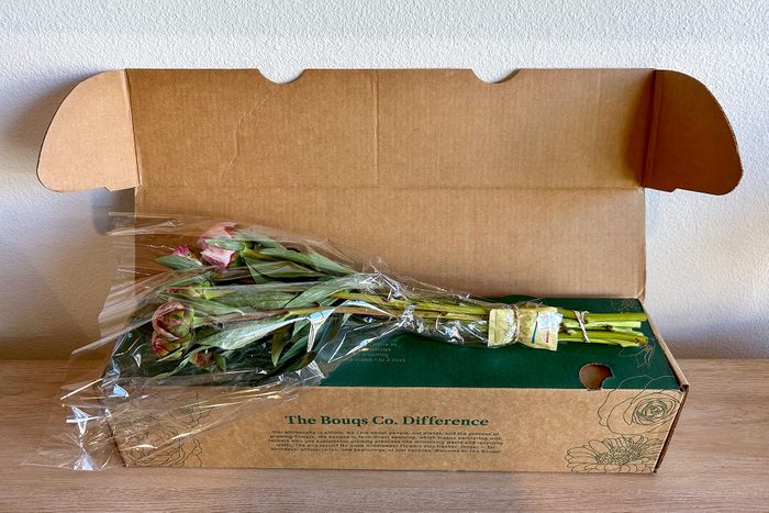 Flowers packed in box