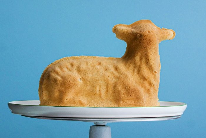 Easter Lamb Cake before frosting