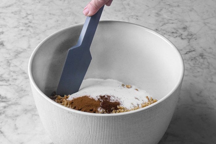 Mixing dry ingredients in a small bowl