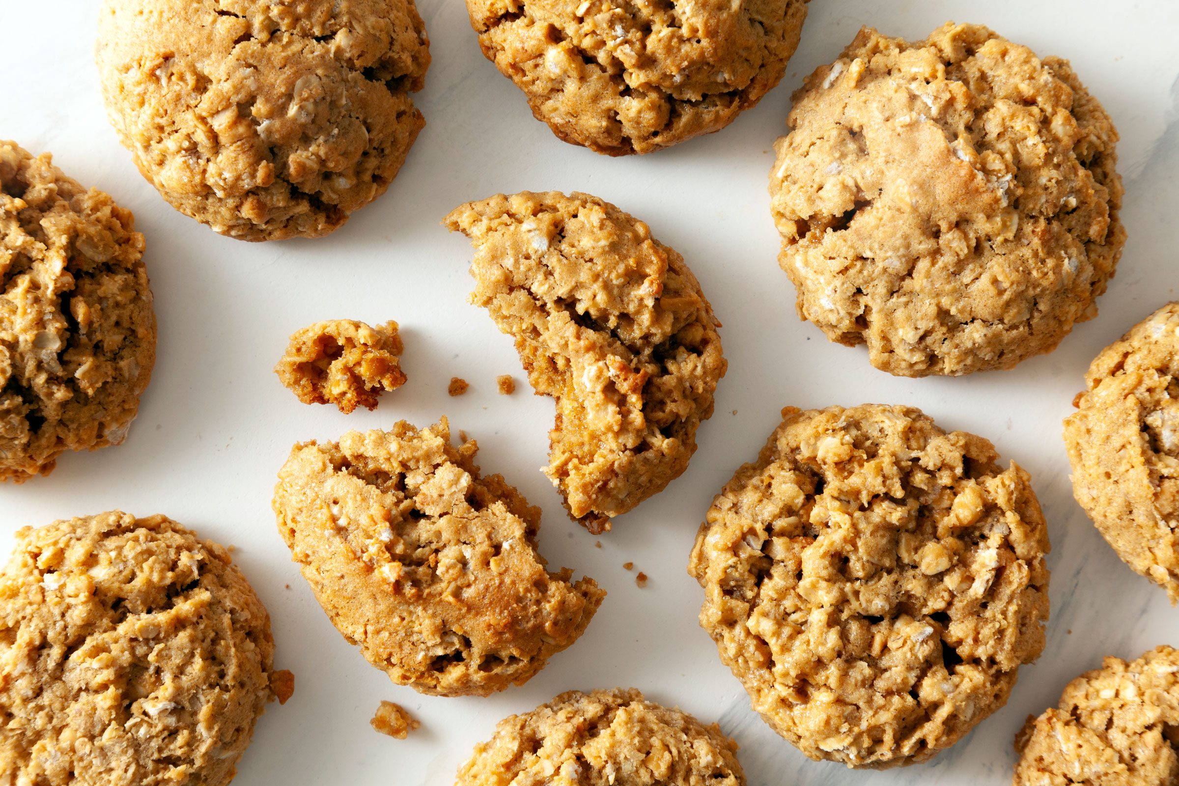 overhead shot of Easy Peanut Butter Oatmeal Cookies