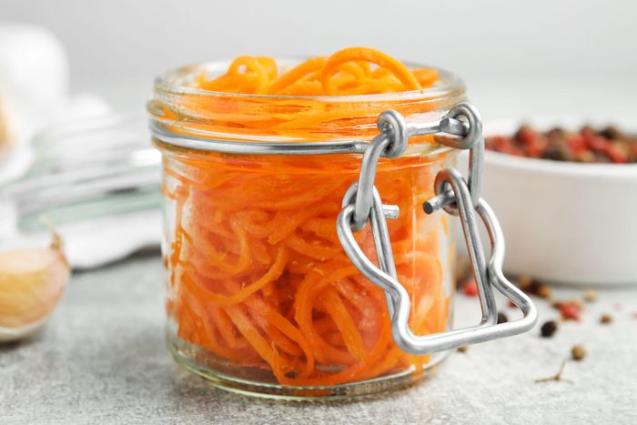 shredded carrots in a jar