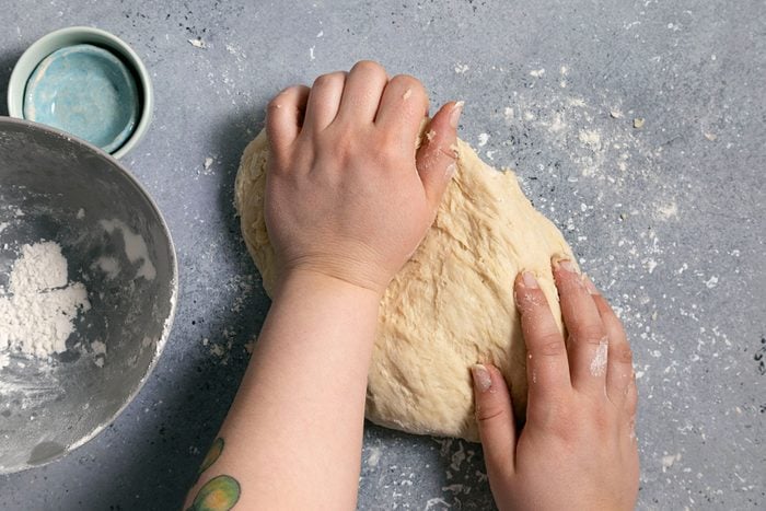 Kneading the dough with hands