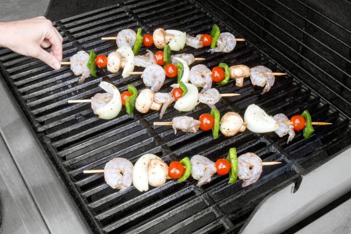 Grilling the Vegetables and shrimps 