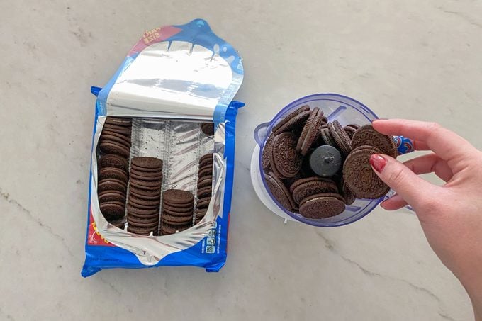 Put the Oreo cookies in food processor