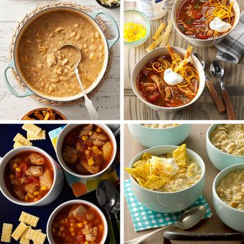 Grid of 4 different soups