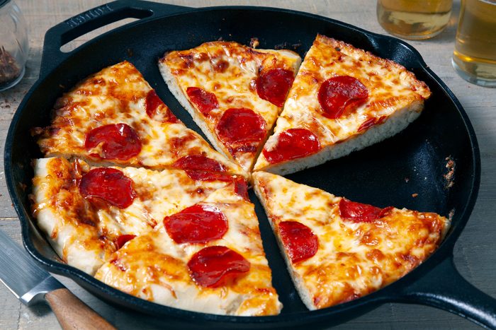 Slices of Baked Cast Iron Pizza