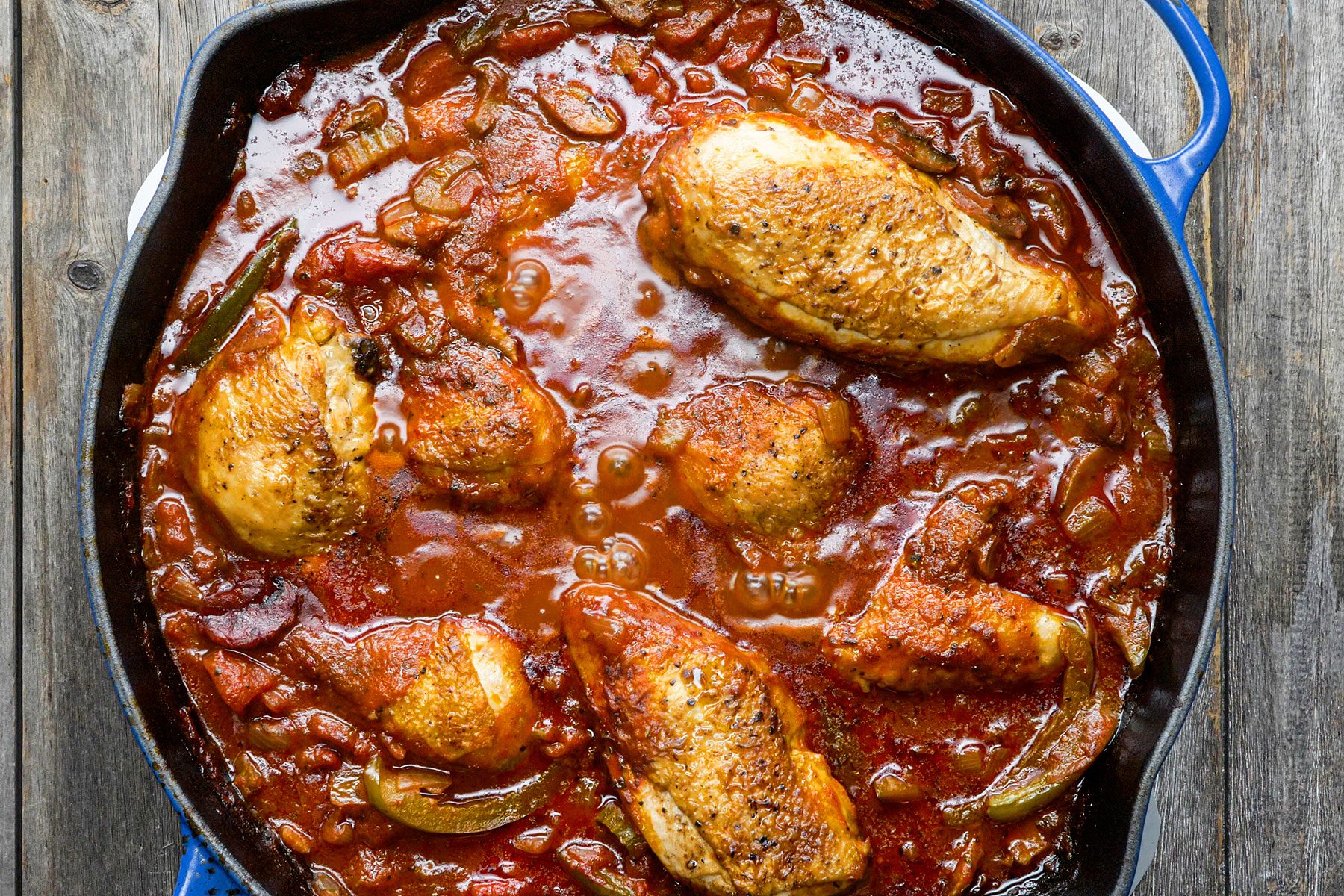 Cooking Chicken and sauce together in skillet 