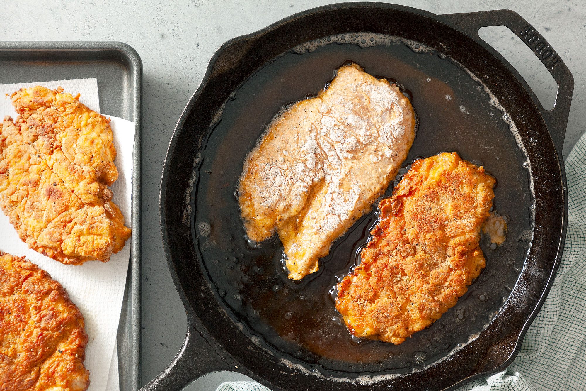Deep Frying Chicken Breasts in a Skillet