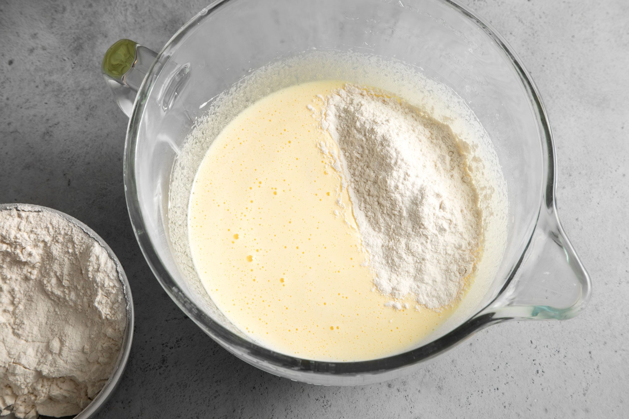 Combine the flour and baking powder in a separate bowl